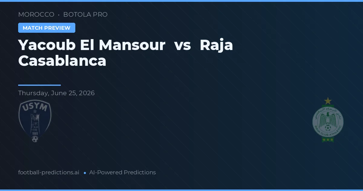 Yacoub El Mansour vs Raja Casablanca — pronostic și avancronică meci