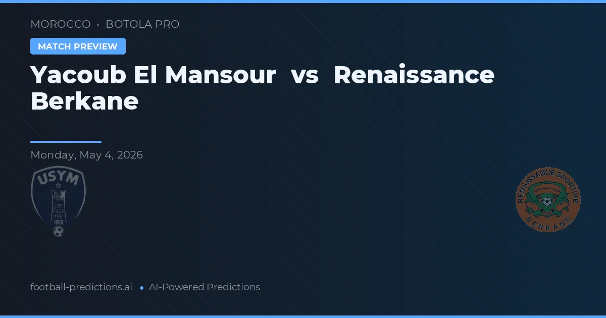 Yacoub El Mansour vs Renașterea Berkane — pronostic și avancronică meci