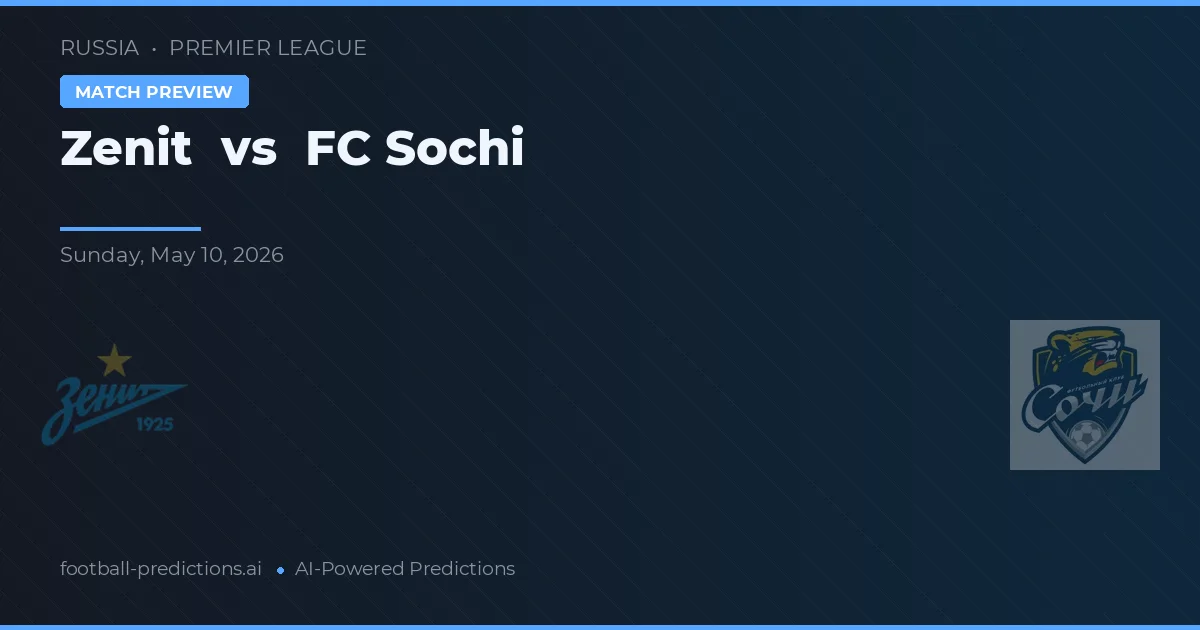 Zenit vs FC Sochi — pronostic și avancronică meci