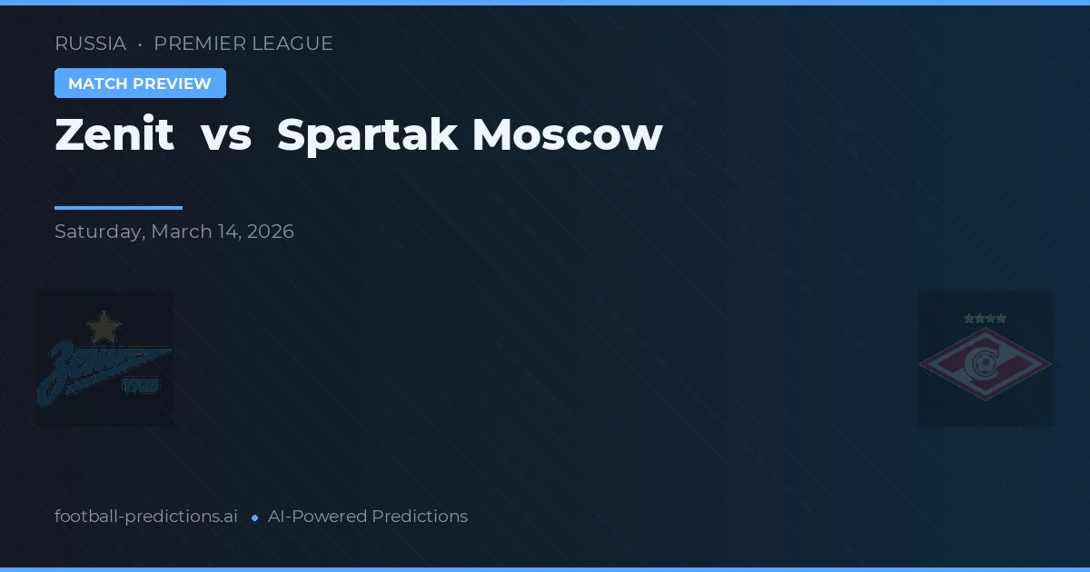 Zenit vs Spartak Moscova — pronostic și avancronică meci